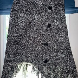 Jonathan Martin Black and White Knit Poncho
